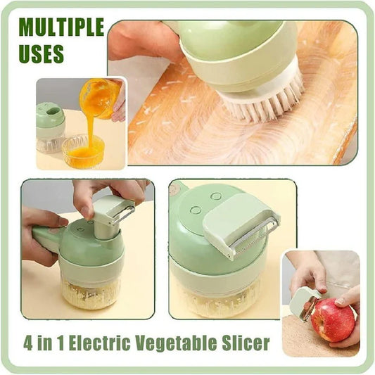 4-in-1 Electric Choppers - Multi-Function Food Processor, Mini Chopper, Garlic Masher, Slicer & Dicer