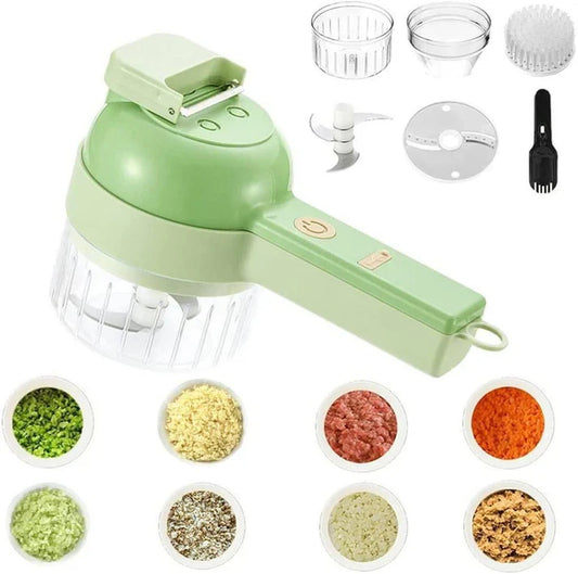 4-in-1 Electric Choppers - Multi-Function Food Processor, Mini Chopper, Garlic Masher, Slicer & Dicer