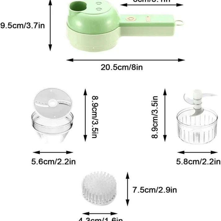 4-in-1 Electric Choppers - Multi-Function Food Processor, Mini Chopper, Garlic Masher, Slicer & Dicer