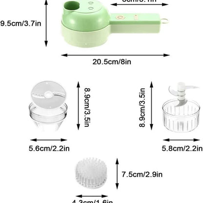 4-in-1 Electric Choppers - Multi-Function Food Processor, Mini Chopper, Garlic Masher, Slicer & Dicer
